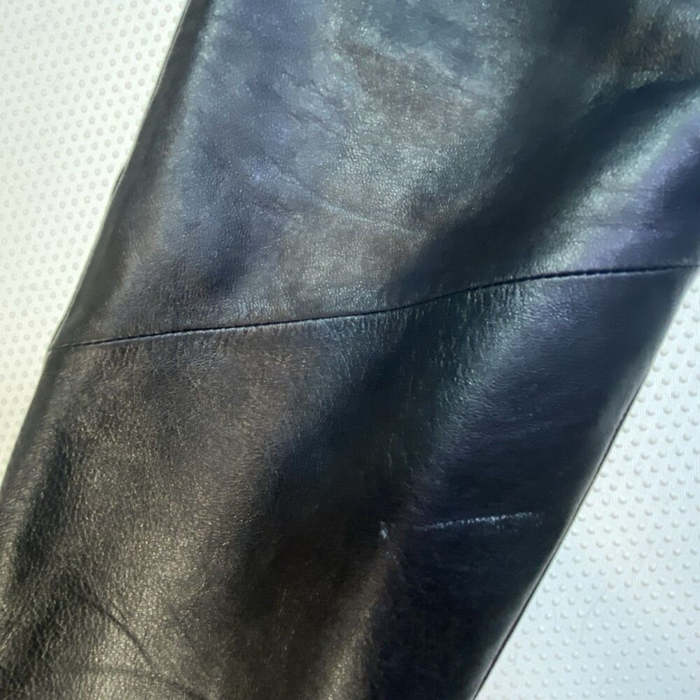 Vintage Wilson's Black Genuine Leather Pants Mid Rise Boot Cut Women's 8 - Picture 4 of 16